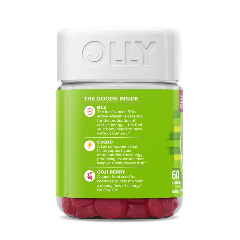 OLLY Daily Energy Caffeine Free Gummies with Vitamin B12, CoQ10 &amp; Goji Berry Tropical Passion