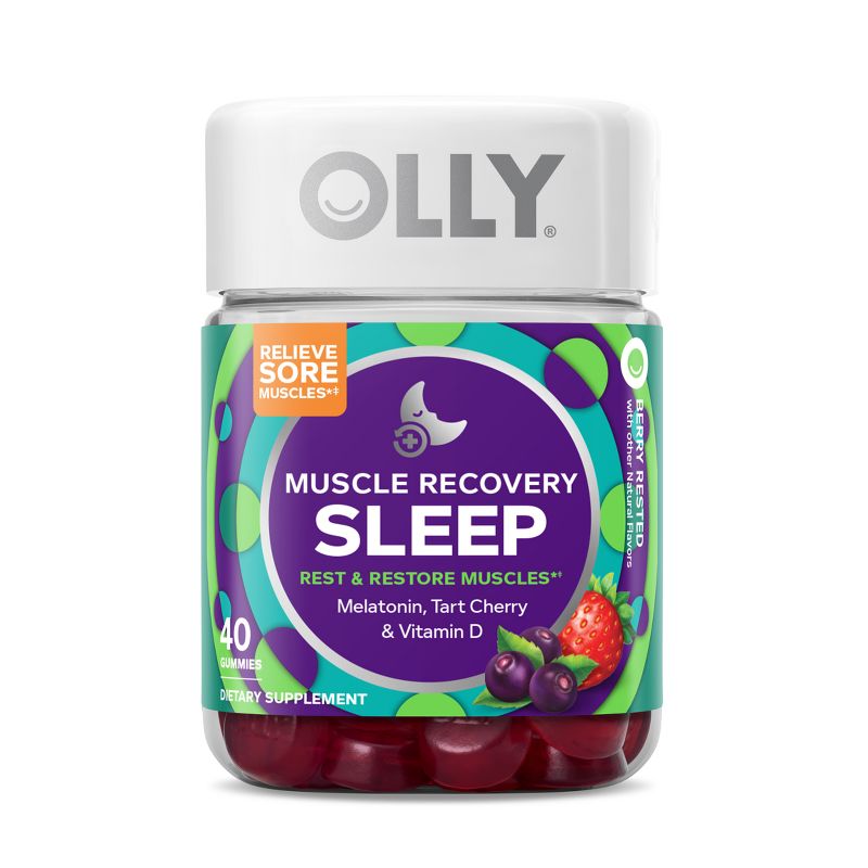 OLLY Muscle Recovery Sleep Gummies with Melatonin, Tart Cherry & Vitamin D - Berry