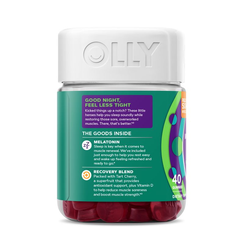 OLLY Muscle Recovery Sleep Gummies with Melatonin, Tart Cherry &amp; Vitamin D - Berry